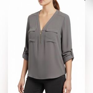 EXPRESS professional casual gray Long sleeve blouse Size Medium